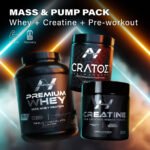 MASS & PUMP STACK - CHOCOLATE (Premium Whey Chocolate 2Kg & Creatine & Cratos Cola 380g)