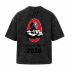 NUTRIYUMMY x Mr. Olympia Acid Wash T-Shirt – Faded Black Edition (XLarge) - Image 2